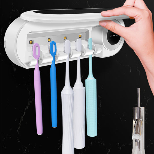 Soporte de pared para cepillos de dientes con esterilizador UV inteligente