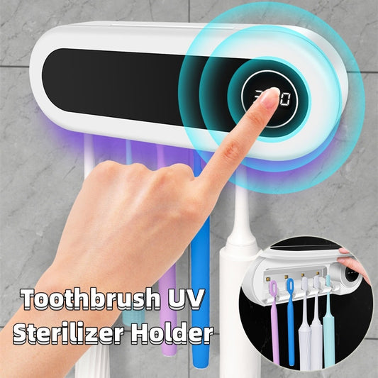 Soporte de pared para cepillos de dientes con esterilizador UV inteligente
