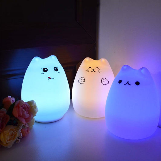 Lámpara silicona gatito con sensor LED
