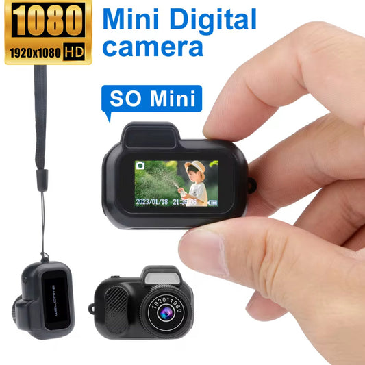Mini cámara retro con pantalla para interiores, exteriores, 1080p HD, portátil