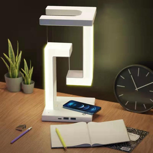 Lámpara de mesa colgante creativa con carga inalámbrica para smartphone